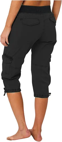 Vista 45 de Pantalones capri tipo cargo para mujer, ligeros, de secado rápido, atléticos, para verano, casuales, con bolsillos