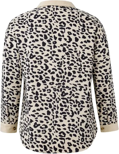 Vista 4 de Ropa de Invierno para mujer, chaqueta de botones de grano de leopardo, chaqueta casual suelta de forro polar, abrigo