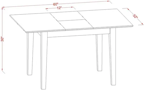 Vista 3 de East West Furniture PST-MAH-T Picasso - Mesa de comedor rectangular con hojas de mariposa, 32 x 60 pulgadas, caoba