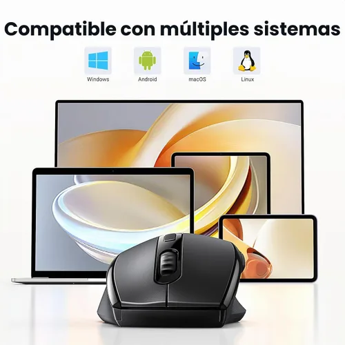 Vista 5 de UGREEN Ratón inalámbrico de 2.4 GHz ergonómico receptor USB de 1600 DPI compatible con Windows Mac Linux Chromebook Laptop PC