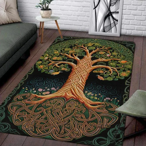 Vista 9 de Celtic Area Rug - Alfombra vikinga decorativa del árbol de la vida, suave, moderna, única, antideslizante, para comedor, regalo para padres, niños