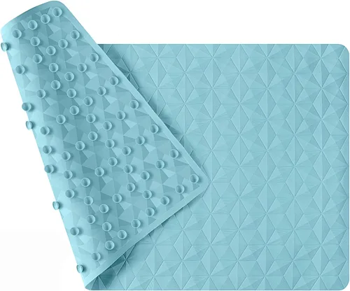 Vista 8 de Tapete antideslizante de goma natural para bañera y ducha, tapete de seguridad de 16 x 28 pulgadas con ventosas, delicado patrón de diamante, más