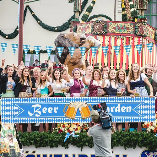 Vista 5 de Oktoberfest Bavarian Pennant Banner – Letrero de jardín de cerveza de tela para fiesta de Oktoberfest, suministros de decoración de festivales