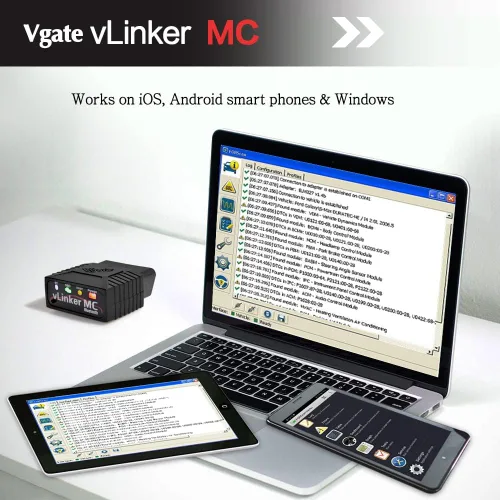 Vista 2 de Vgate vLinker MC Bluetooth 3.0 OBD2 lector de código (Android, Windows) y divisor OBD2 de 16 pines de 12 pulgadas