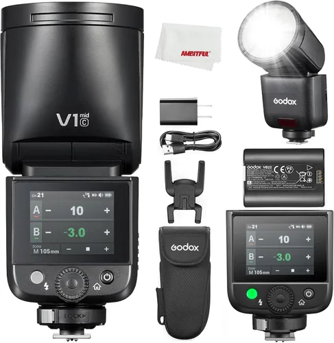 Vista 9 de Godox V1 mid S V1midS Godox Flash para Sony Flash, flash de cámara de cabeza redonda TTL de 55 W, tiempo de reciclaje de 1.7 s, 2.4G X HSS