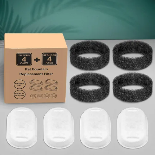 Vista 5 de Monsin Filtros de fuente de agua para gatos de acero inoxidable de 67 onzas/2 litros de flujo de agua ajustable para mascotas, paquete de 4 filtros