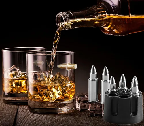 Vista 4 de Juego de decantador de whisky + 4 vasos de whisky en madera rica, bandeja de base de caoba clásica con piedras escalofriantes, dispensador de whisky