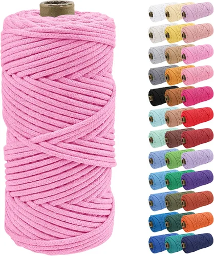 Vista 18 de JeogYong Cuerda de macramé de 0.157 in x 109 yardas, cuerda trenzada de algodón natural, cuerda de macramé para bolsas de ganchillo, colgar