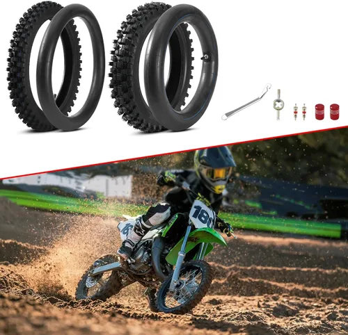 Vista 3 de KAMIER 80/100-12 3.00-12 Neumático Trasero 60/100-14 2.50-14 Neumático Delantero y Cámara de Aire para KLX110 KX60 KX65 PW80 TTR90 TTR110 CRF70 XR70