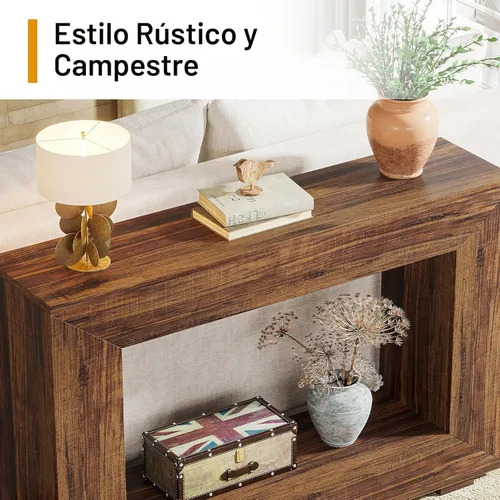 Vista 6 de Tribesigns - Mesa consola de granja, mesa de entrada de 47 pulgadas con almacenamiento, mesa decorativa de pasillo con estilo industrial para sala