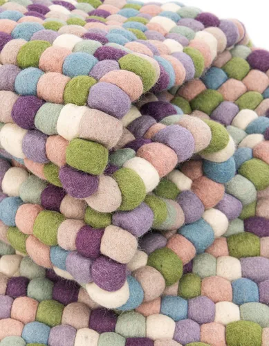 Vista 5 de Unique Loom Felt Ball Collection - Alfombra de área (2 pies, redonda, rosa y púrpura/marfil)