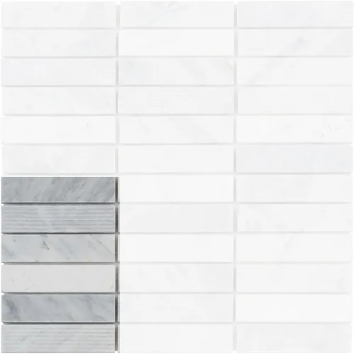 Vista 9 de Modket Mármol de roble blanco apilado mezclado con textura piedra azulejo malla montado en muro TDH60MO (1 hoja)