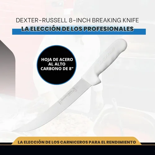 Vista 3 de Dexter -Russell - Cuchillo de rotura de 8 pulgadas Hoja de acero de alto carbono Mango de polipropileno blanco Serie Sani-Safe de grado