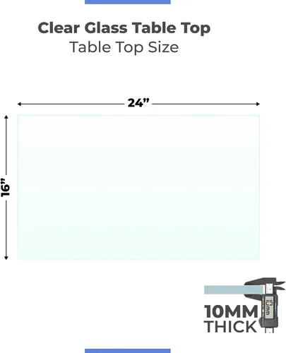 Vista 3 de Mantel rectangular transparente de vidrio templado de 16 x 24 pulgadas, borde pulido de lápiz de 3/8 pulgadas de grosor, resistente a los arañazos