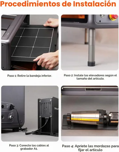 Vista 5 de Creality Kit de rodillos rotativos con elevadores para grabador láser Falcon A1, accesorios de grabado para grabar objetos cilíndricos, copa