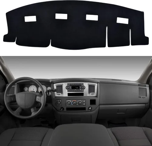 Vista 14 de SPEEDWOW Tapete para cubierta de tablero de instrumentos compatible con Ford F150 1997-2003 sin sensor climático/sensor de luz