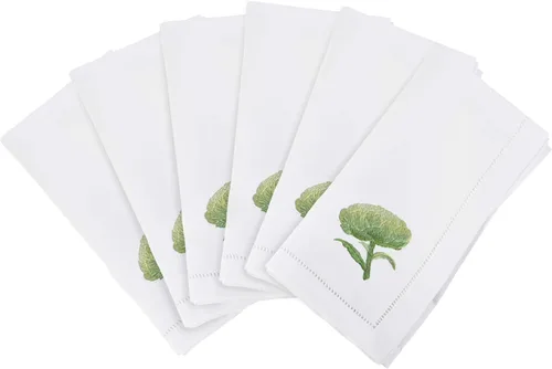 Vista 82 de Juego de 6 servilletas bordadas de magnolia hechas a mano con borde cosido