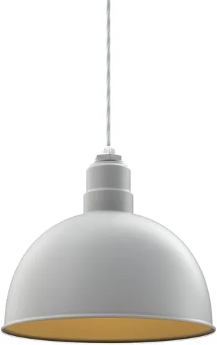 Vista 47 de Steel Lighting Co. Colgante de cuenco rosa Lámpara montada en el techo Cúpula de 15 pulgadas vástago de 12 pulgadas Estilo granero de acero