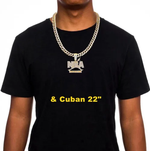 Vista 6 de Cadenas colgantes para hombre HH Bling Empire Iced Out Nba Youngboy de plata y oro. Collares de zapatos deportivos de diamante que nunca se rompe