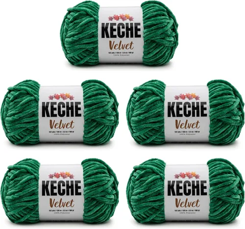 Vista 90 de Keche Hilo para ganchillo, hilo de terciopelo, chenilla suave, manta de bebé voluminosa amigurumi Yarn 3.53 oz (132 yardas) - Arona