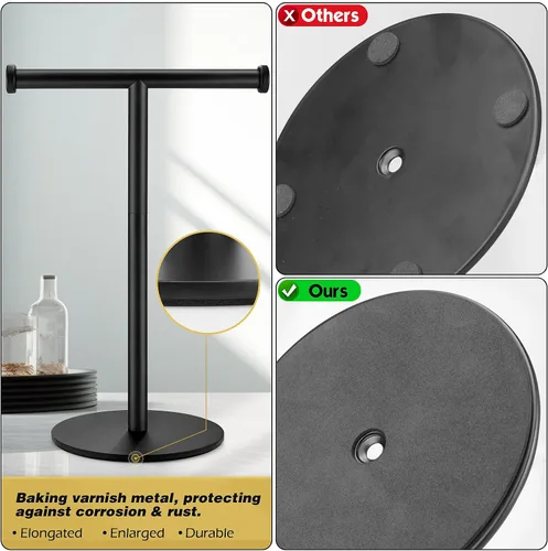 Vista 4 de Toallero de mano, toallero de baño negro mate, soporte para toallas de encimera, soporte de toalla en forma de T para baño y cocina, tamaño 11