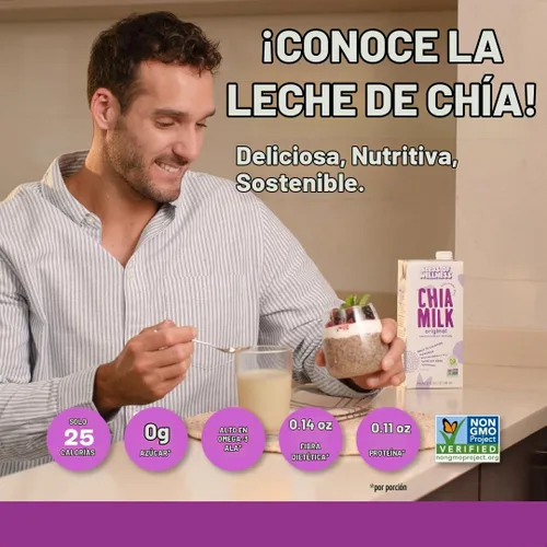 Vista 6 de Seeds of Wellness - Chia Milk Original, Vegan, Plant-Based, Non-Dairy, 740 mg Omega-3, 4g Fiber, 3g Protein, Zero Sugar, Smooth Texture, Low