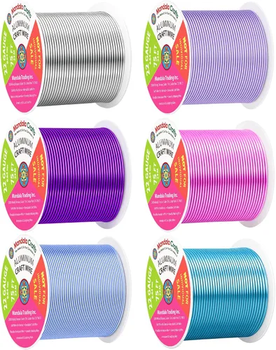 Vista 325 de Mandala Crafts - Alambre de aluminio anodizado de calibre 22 para hacer joyas - 137.2 m de alambre flexible surtido y coloreado - Doble para bonsái