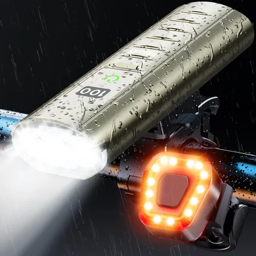 Vista 10 de Bike Light Set, Prasky Rechargeable Bicycle Lights Front and Rear, Aluminum