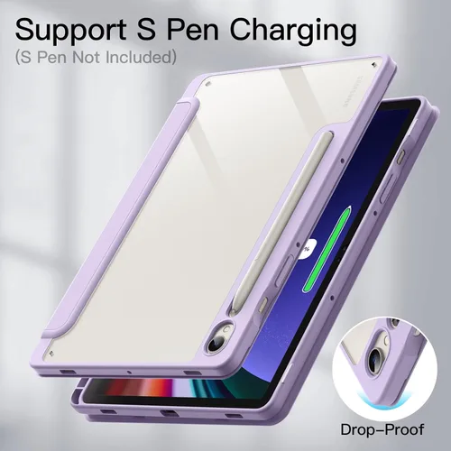 Vista 4 de JETech Funda para Samsung Galaxy Tab S9 de 11 pulgadas con soporte para bolígrafo S, parte trasera de policarbonato transparente transparente, a