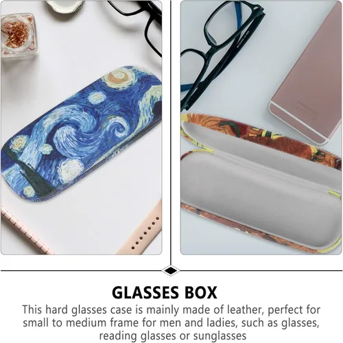 Vista 4 de ULTNICE 2 unids pintura al óleo caja de gafas caso de vidrio vitrina transparente viaje gafas de almacenamiento portador lindo niño gafas envase