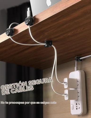 Vista 6 de Paquete de 8 organizadores de cables [doble resorte y cierre, máxima seguridad] clips para cables, gestión de cables de Chfeila - Soporte adhesivo