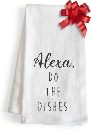 Vista 7 de MAINEVENT Alexa Do The Dishes - Toalla de cocina de algodón blanco de 18 x 24 pulgadas