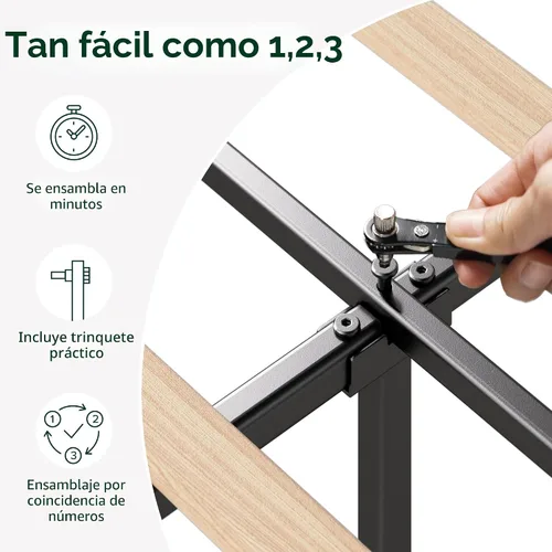 Vista 5 de Zinus Cama de plataforma tapizada Full Piper con cabecera con paneles horizontales, soporte de listones de madera, no necesita somier, fácil