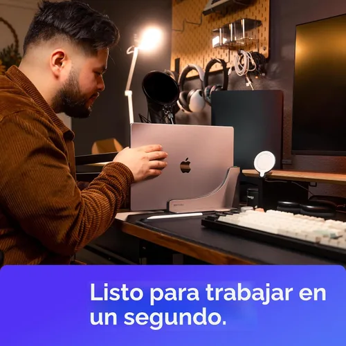 Vista 2 de Base de acoplamiento para MacBook Pro de 13, 15, 16 pulgadas, conexión con dos puertos Thunderbolt 4 USB-C, concentrador de estación de acoplamiento