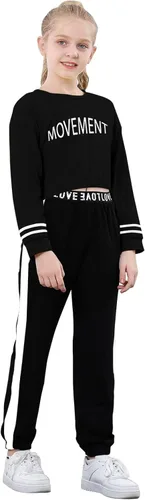 Vista 5 de Betusline Conjuntos de 2 piezas para niñas, lindos conjuntos de ropa de otoño e invierno, 4T-14 años