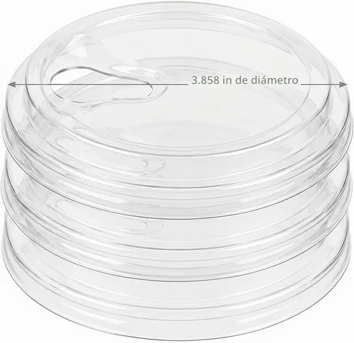 Vista 2 de Tapas de plástico sin pajilla, 3.858 in de diámetro, se adapta a vasos de 12 a 24 onzas, tapas de plástico PET transparente, 1000/cartón