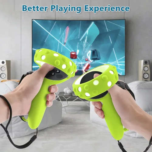 Vista 2 de for Oculus Quest 2 Accessories Silicone Face Cover VR Shell Cover Touch Controller Lengthening Grip Cover with Battery Opening Adjustable with