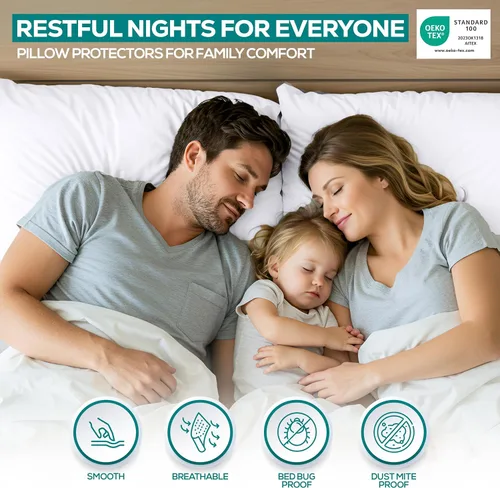 Vista 5 de Utopia Bedding - Fundas impermeables para almohadas (sin insertos de almohada) con cremallera europea (paquete de 2, blanco), fundas de almohada