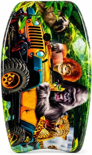 Vista 11 de PMU Bodyboard estampado con gráficos, correa de muñeca ligera, parte inferior lisa para playa, mar y piscina, tabla de surf para niños, adolescentes