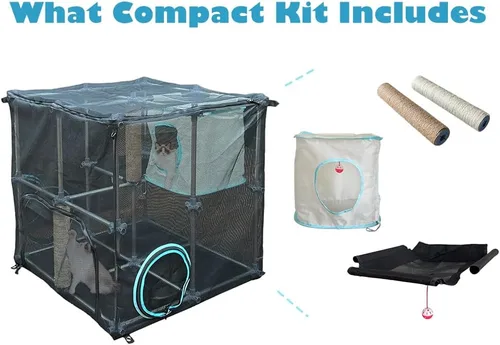 Vista 7 de INTURN Catio - Recinto para gatos al aire libre, kit compacto para exteriores e interiores (kit compacto)