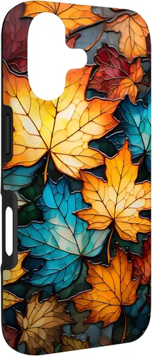 Vista 3 de Fall Autumn Leaves Abstract Stained Glass Style Case for iPhone 17