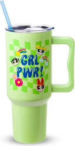 Vista 23 de Silver Buffalo Betty Boop Core - Vaso de acero inoxidable con tapa para pajilla, tapa, popote y asa, 40 onzas