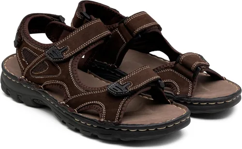 Vista 6 de Jousen Sandalias de cuero para hombre, sandalias de playa con punta abierta, para verano, senderismo, deportes al aire libre