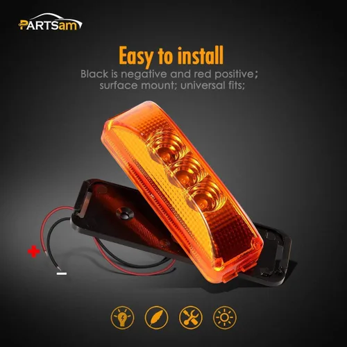 Vista 9 de Partsam Kit de luz LED de remolque de 12 V, barra de luz de identificación de remolque de camión de 14.17 pulgadas, 9 LED, 3 lámparas, barra de luz