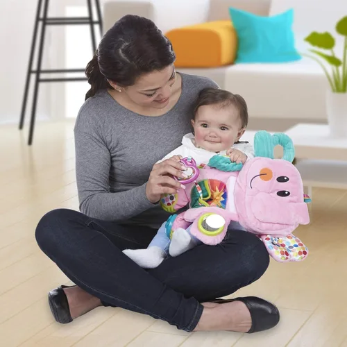 Vista 3 de Playskool Fold 'n Go Elefante de peluche para bebés de 3 meses en adelante, color rosa (exclusivo de Amazon)