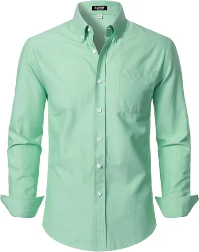 Vista 20 de JEMITOP Camisas de manga larga Oxford ligeras para hombre