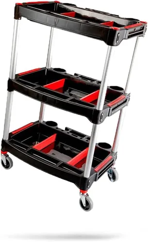 Vista 8 de Adam's Polishes Carrito de Detallado Profesional de Metal con Recubrimiento en Polvo para Automóviles para Garaje Espacio de Almacenamiento