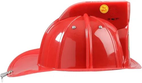 Vista 5 de Jr. - Casco rojo de bomberos con luces y sirena, sombrero de disfraz para niño
