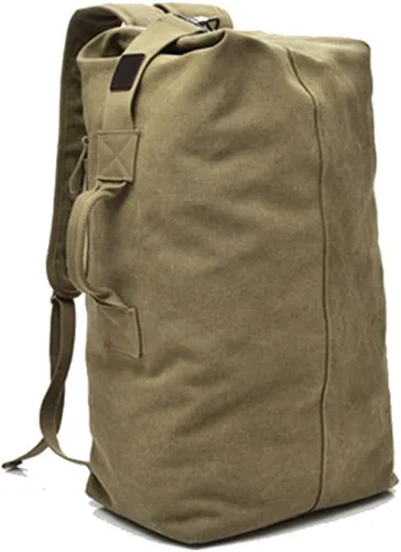 Vista 9 de Bolsa de escalada de viaje de gran capacidad, bolsa de lona militar táctica de carga superior de doble correa mochila de lona
