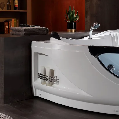 Vista 5 de Empava 59" Corner Whirlpool Tub, Jetted Bathtub for 2 Person